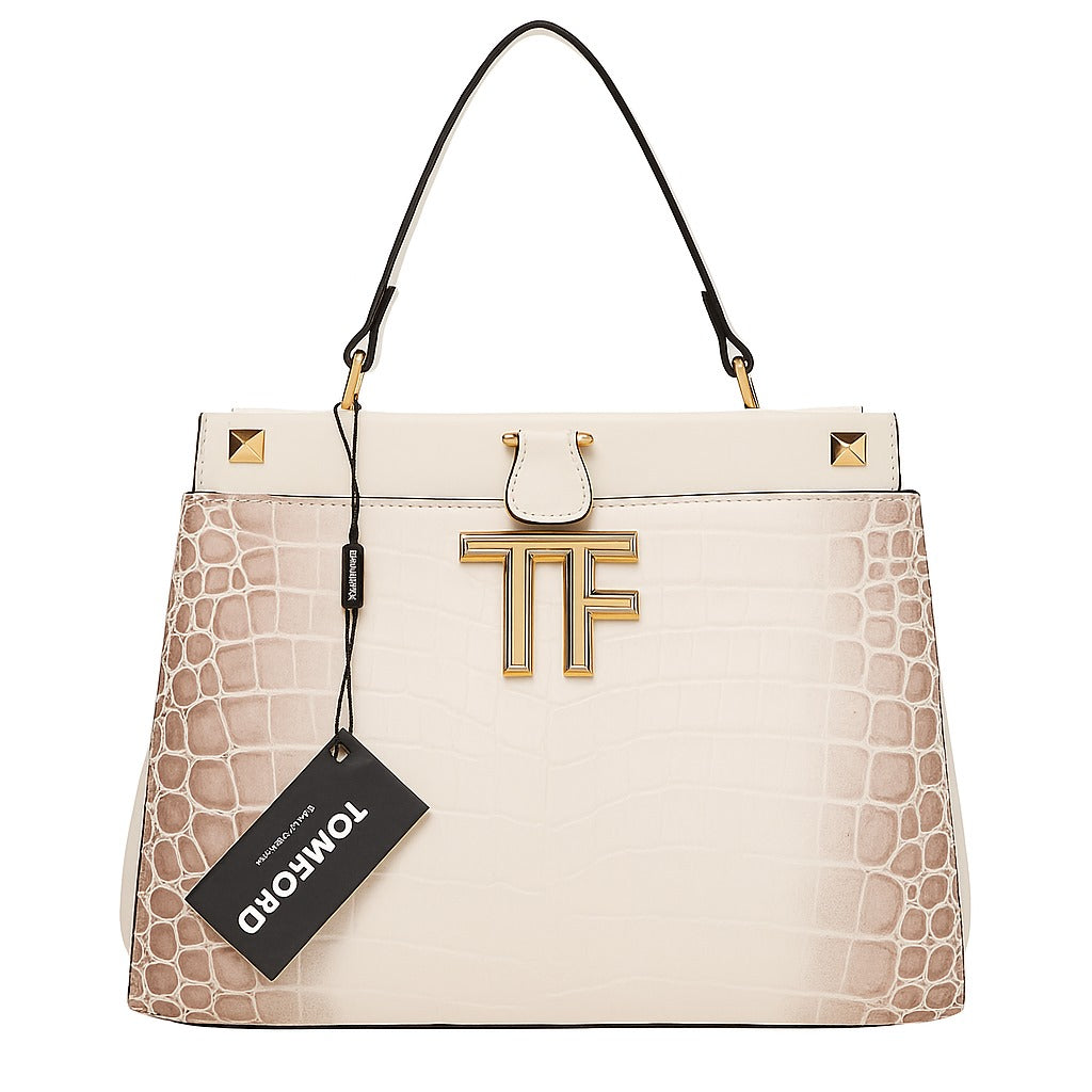 Tom Ford 'TF' Croc-Embossed Top Handle Bag