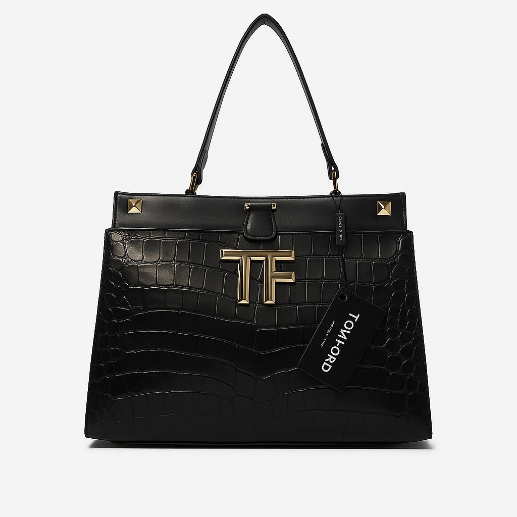 Tom Ford 'TF' Croc-Embossed Top Handle Bag